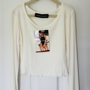 Naked Wardrobe Ribbed Long Sleeve Crop Top - Small